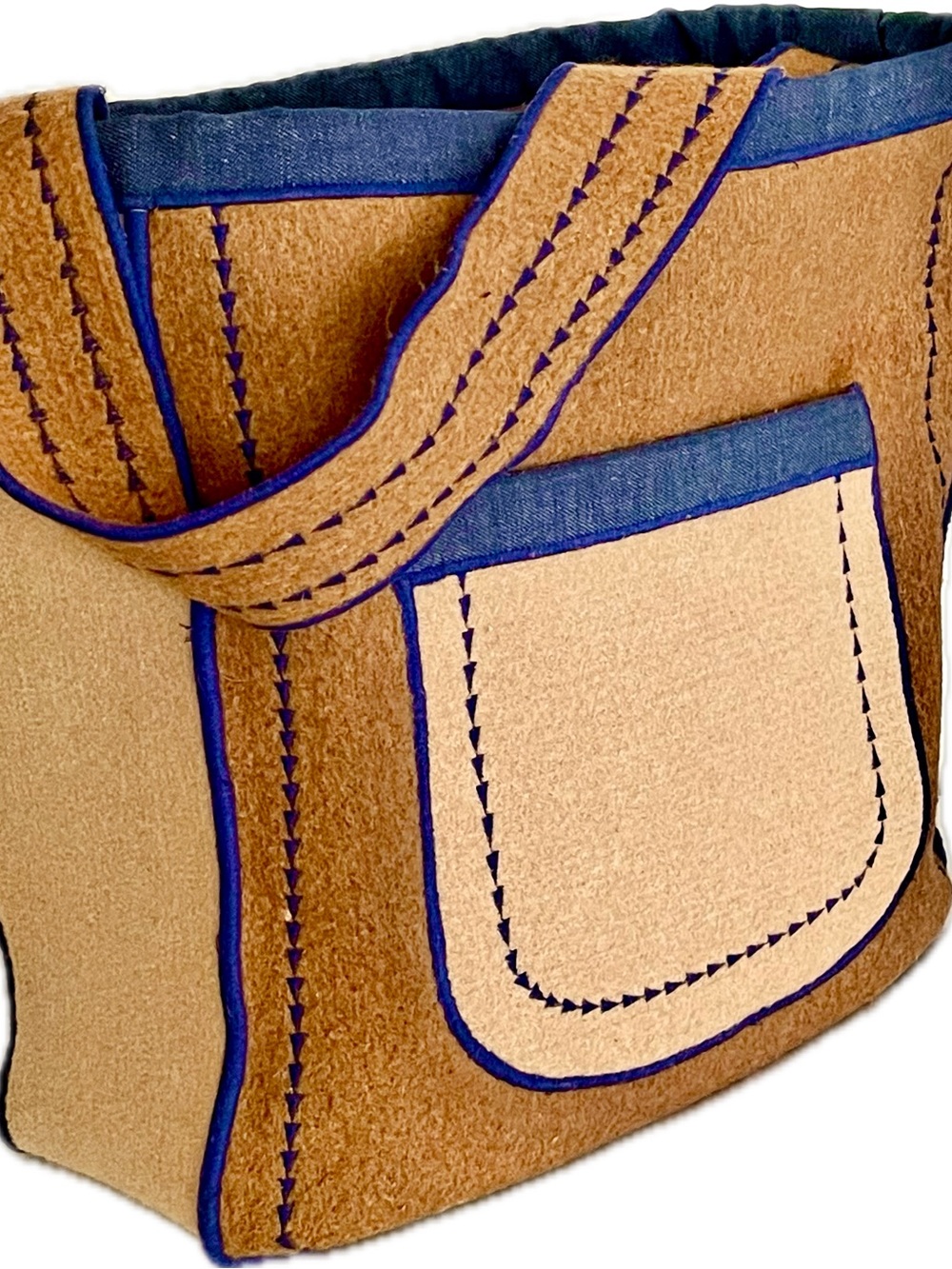 Handcrafted Colorblock Felt Market Tote